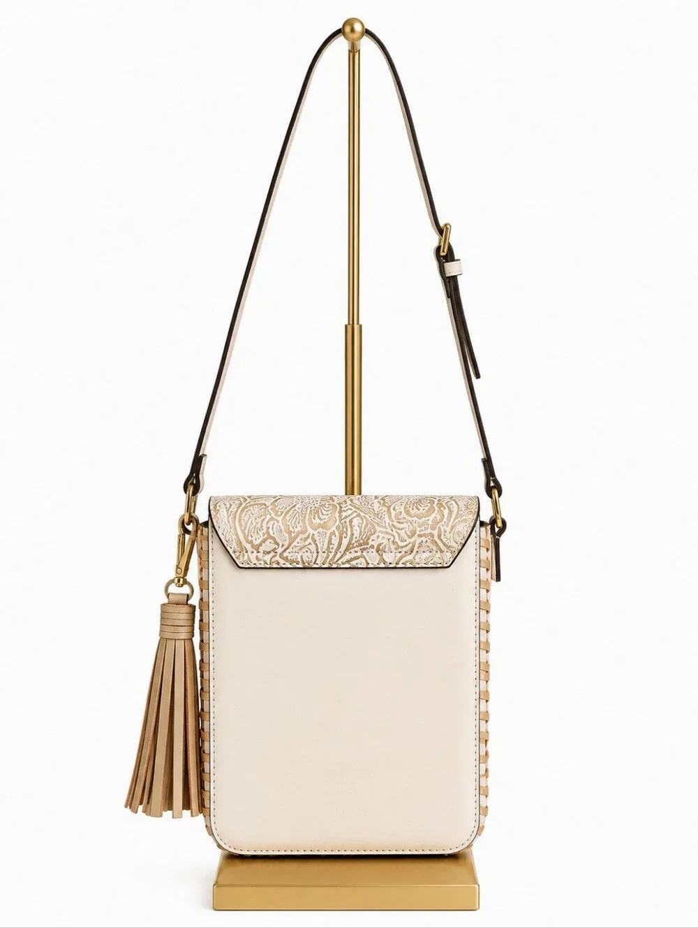 Cato Tooled Crossbody Bag & 9-Piece Engraved Bracelet Bundle
